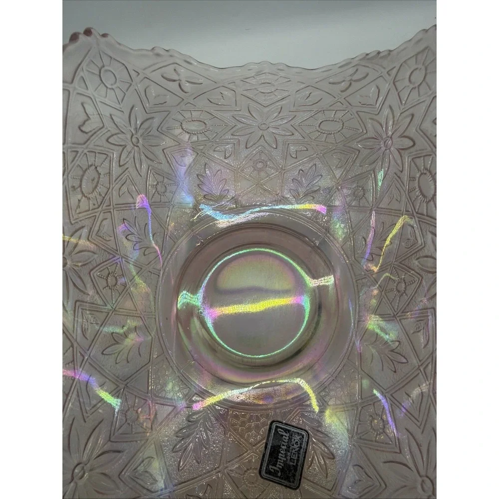 Lenox Imperial Glass Banana Boat,‎ Pink Iridescent Fruit Bowl, Hattie Pattern